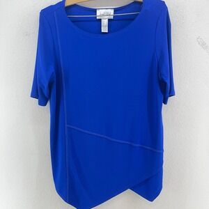 Joseph Ribkoff Royal Blue Asymmetrical Hem Tunic Top 3/4 Sleeve Womens Size 8